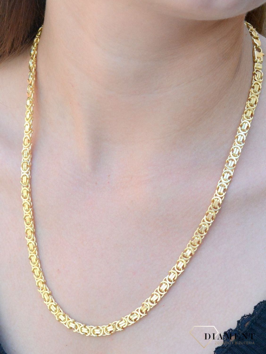 Złoty naszyjnik pr 585 łańcuszek Królewski płaski LA 3448. Złoty naszyjnik królewski. Złoty naszyjnik uniwersalny. Złoty naszyjnik królewski splot. Złoty naszyjnik damski, męski. Złoty naszyjnik na każdą ok (1).png